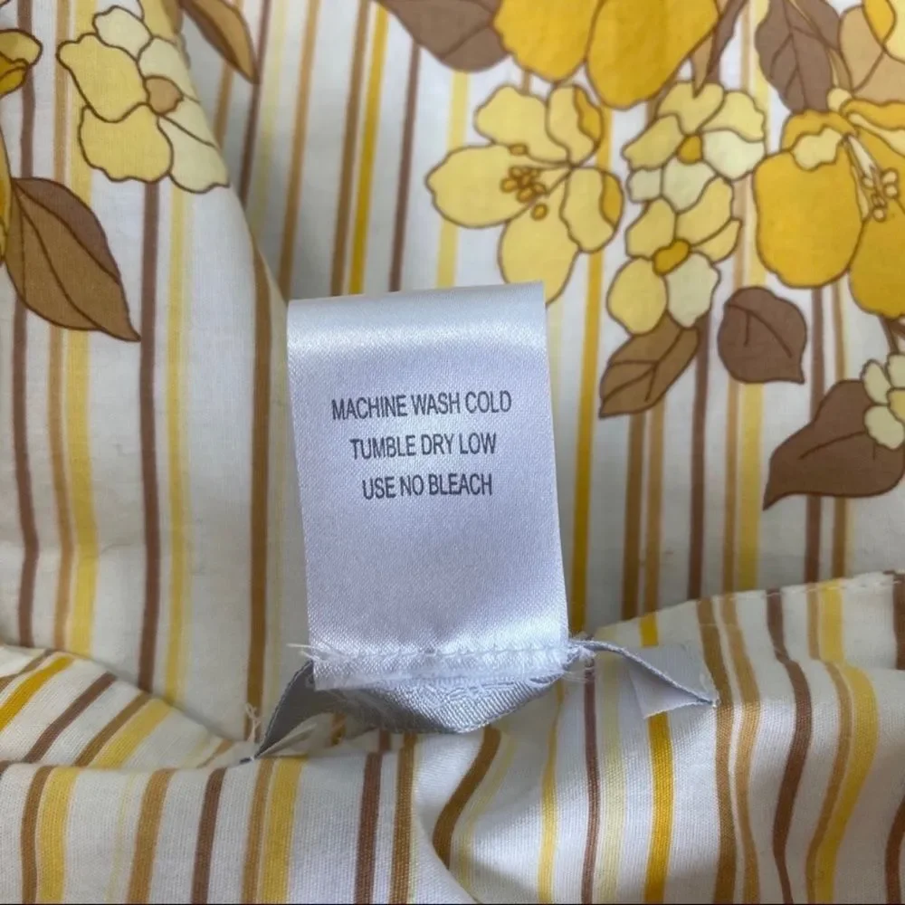 Striped Skirt - Yellow Brown White - Floral Detail - Picture 4 of 6